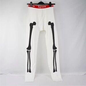 Supreme Hanes Bones Beefy Thermal Pants In Cream With RedWaistband - Men's small
